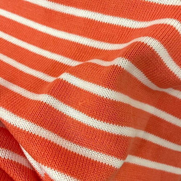 NWT Pura Cashmere Classic Breton Crew Coastal Peach/ White Stripe Sweater Size M - Picture 8 of 8